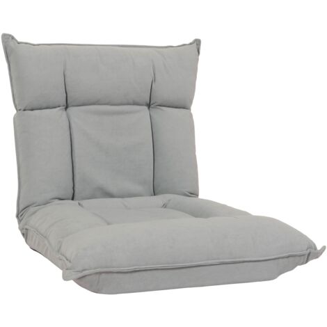 Chaise de sol dossier réglable sur 6 positions de relaxation cadre stable velours gris clair 040006367 (1/5)