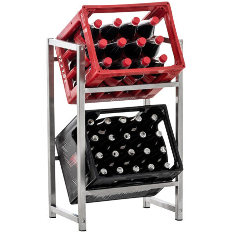 Étagère pour caisses à boissons 75x47 cm pour 2 caisses support rangement étagère sur pied en acier inoxydable 100003068 (1/5)