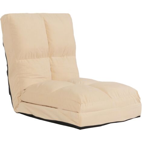 Chaise de sol avec fonction relaxation dossier réglable en 4 directions cadre en acier velours beige 040006371 (1/5)