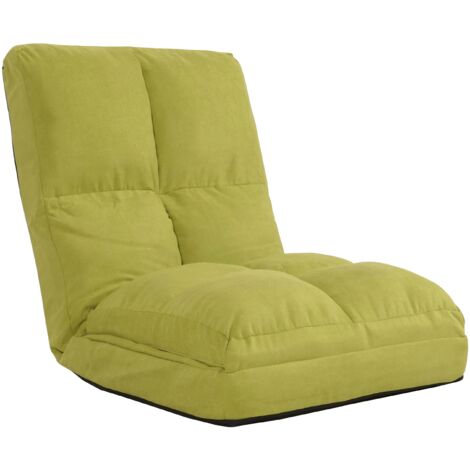 Chaise de sol avec fonction relaxation dossier réglable en 4 directions cadre en acier velours vert 040006375 (1/5)