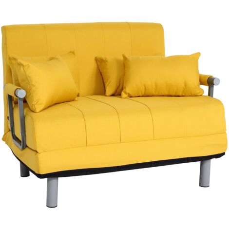 Fauteuil de couchage canapé-lit lit d'appoint relaxation surface de couchage 97x186 cm tissu jaune 040006261 (1/5)