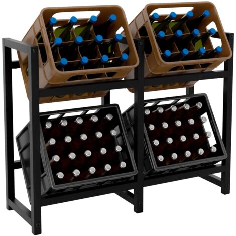 Étagère pour 4 caisses à boissons rangement support bouteilles 91x76 cm en métal noir 100003162 (1/5)