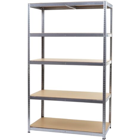 Étagère pour charges lourdes rangement cave enfichable acier 5 niveaux en métal galvanisées et MDF 200x120x60 cm 040008687 (1/5)
