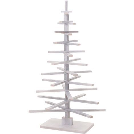 Sapin de noël décoratif décoration de noël aspect vieilli bois de sapin réglable 130x82x82 cm blanc 040008327 (1/5)