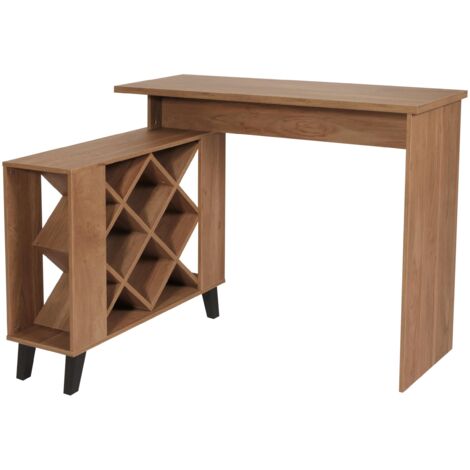 Table de bar comptoir table casier à vin compartiments de rangement 93 x 120 x 98 cm MDF marron 040008515 (1/5)