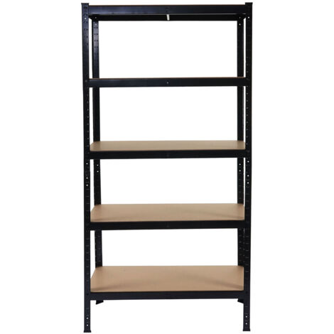 Étagère Charge Lourde 5 Niveaux - 180x40x40cm - Capacité 875kg Total - Étagère Cave & Rangement MDF Robuste Noire