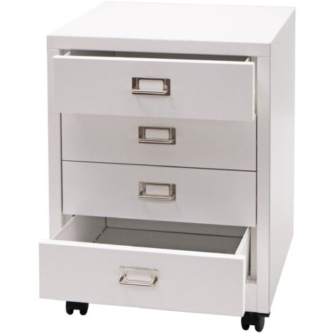 Caisson à tiroirs meuble de bureau 55 x 40 x 41 cm 4 tiroirs en acier blanc 040008266 (1/5)