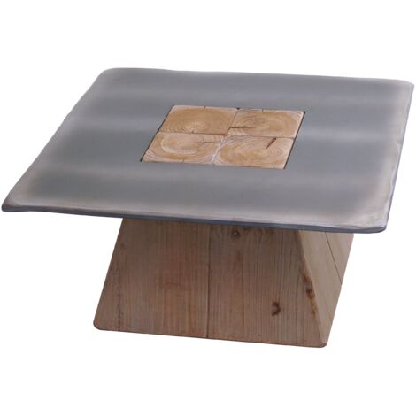 Table basse table d'appoint design industriel 60x60 cm MDF et bois naturel aspect métal 040008442 (1/5)