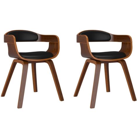 Set de 2 chaises de salle à manger en bois courbé et PVC noir DEC025547 (1/5)