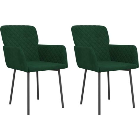 Set de 2 chaises de salle à manger en tissu velours vert foncé et métal DEC025597 (1/5)