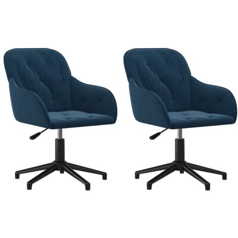 Lot de 2 chaises de salle à manger sur roulettes siège pivotant hauteur réglable en velours bleu DEC025205 (1/5)