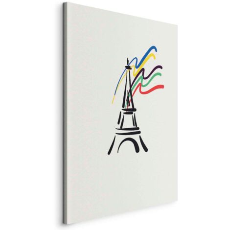 Tableau toile de décoration impression sur toile Jeux Olympiques de Paris motif Tour Eiffel et rubans colorés 20 x 30 cm 110018386 (1/3)
