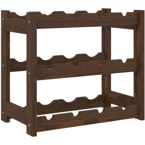 Casier range bouteilles étagère de rangement vin pour 12 bouteilles en bois de pin marron DEC024290 (1/5)