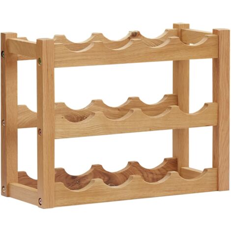 Casier range bouteilles étagère de rangement vin 12 bouteilles 47 x 21 x 36 cm bois de chêne brun DEC024262 (1/5)