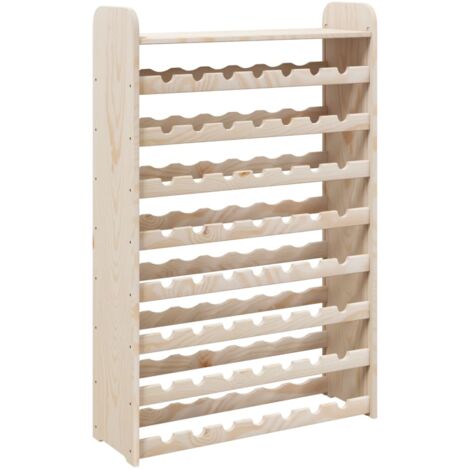 Casier range bouteilles étagère de rangement jusqu'à 56 bouteilles de vin en bois de pin DEC024365