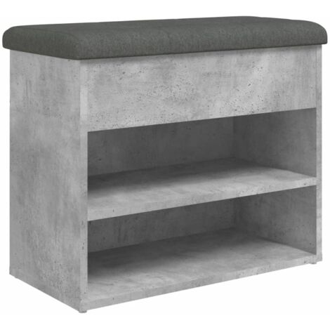 Banc de rangement à chaussures gris béton 62 x 32 x 50 cm bois d'ingénierie gris DEC024904 (1/5)