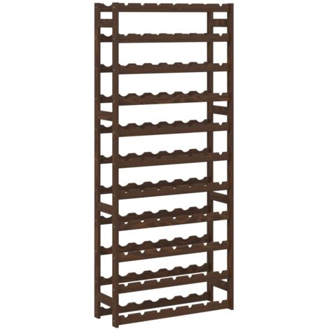 Casier range bouteilles étagère de rangement vin pour 77 bouteilles en bois de pin marron DEC024343 (1/5)