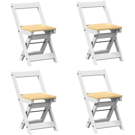 Lot de 4 chaises de cuisine ou salle à manger pliables en bois de pin et MDF blanc DEC026288 (1/5)
