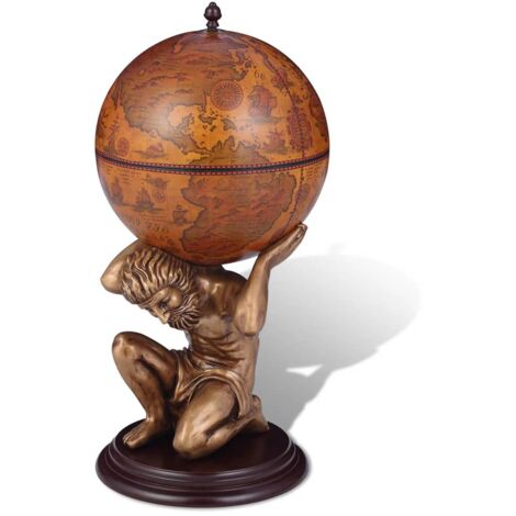 Bar sous forme de globe atlas avec 4 compartiments 42 x 42 x 85 cm brun DEC024441 (1/5)