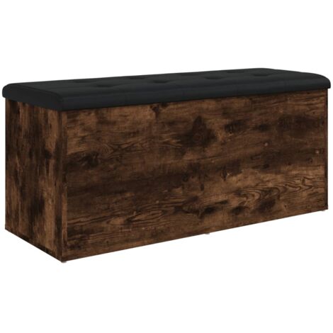 Banc banquette de rangement avec cussin d'assise noir 102 x 42 x 45 cm en bois d'ingénieriecouleur chêne fumé DEC024715 (1/5)