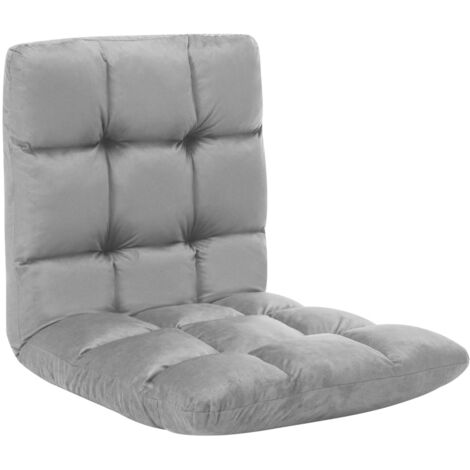 Fauteuil De Sol Pliable Et Réglable Avec Dossier Réglable En Continu Appui-tête à 6 Positions Support Lombaire Siege Allonge Gris Bleu