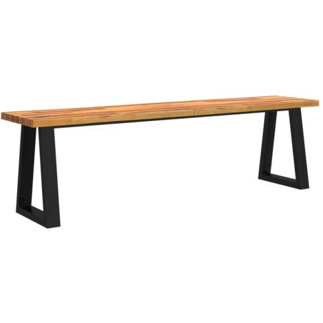 Banc design rustique 160 cm en bois d'acacia massif brun pieds en forme de U en acier DEC024700 (1/5)