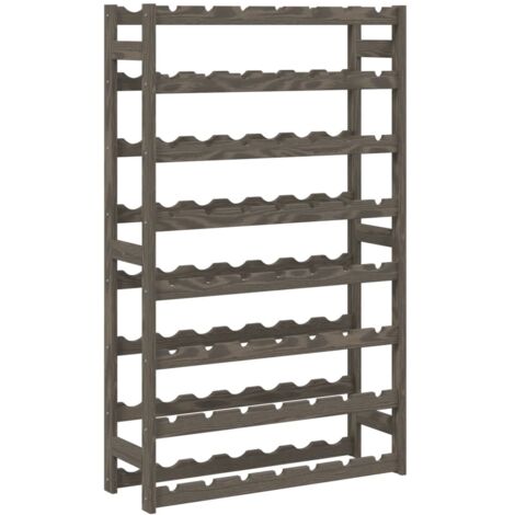 Casier range bouteilles étagère de rangement vin pour 56 bouteilles 8 niveaux en bois pin gris DEC024331 (1/5)