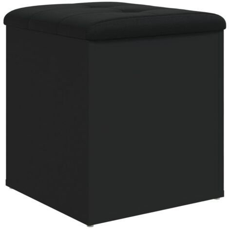 Banc tabouret pouf de rangement 42 x 42 x 45 cm en bois d'ingénierie noir et PVC DEC024775 (1/5)