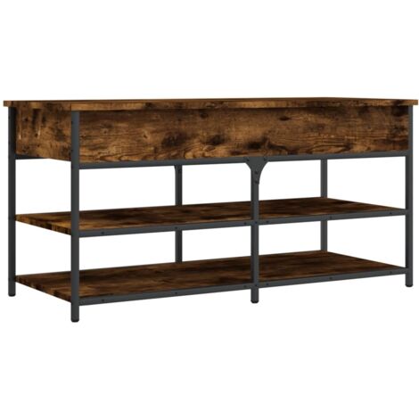 Banc de rangement à chaussures avec espace de rangement 100 x 42,5 x 50 cm bois d'ingénierie couleur chêne fumé DEC024834 (1/5)