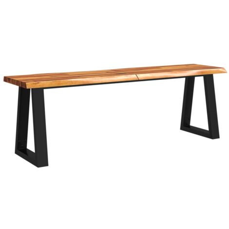 Banc design rustique 140 cm en bois d'acacia massif brun pieds en forme de U en acier DEC024699 (1/5)