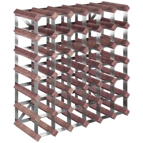 Casier range bouteilles étagère de rangement vin pour 42 bouteilles en bois de pin marronn DEC024322 (1/5)