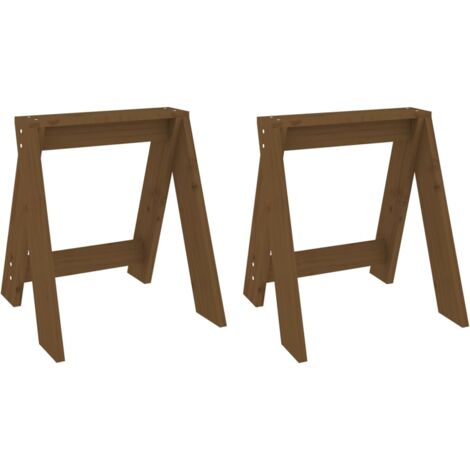 Set de 2 tabourets assise design simple 40 x 40 x 45 cm en bois massif de pin brun DEC026408 (1/5)