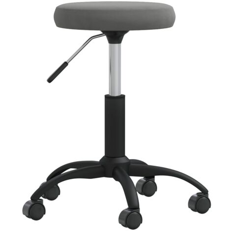 Tabouret de travail sur roulettes hauteur réglable en velours gris et acier DEC025045 (1/5)