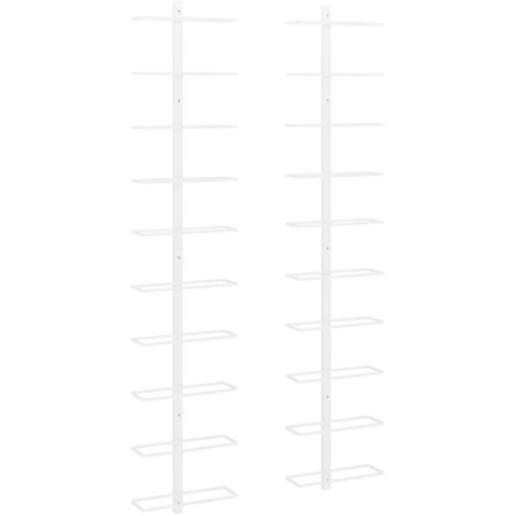 Set de 2 casiers range bouteilles étagère de rangement vin mural pour 10 bouteilles en métal blanc DEC024368 (1/5)