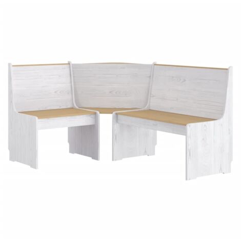 Banc d'angle pour cuisine ou salon 151 cm en bois couleur marron miel et blanc DEC025005 (1/4)