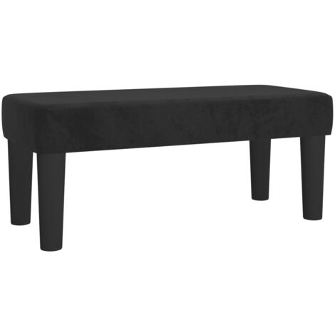 Banc bout de lit design classique 70 x 30 x 30 cm en velours noir et MDF DEC024682 (1/5)