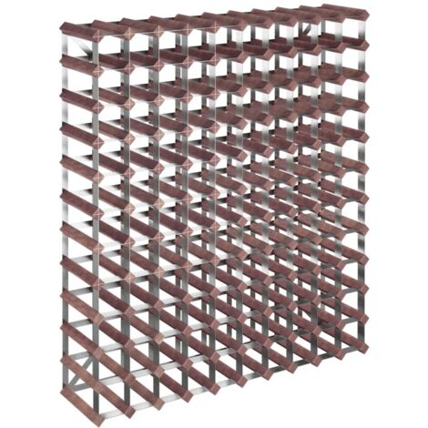 Casier range bouteilles étagère de rangement vin pour 120 bouteilles en bois de pin marron et acier DEC024295 (1/5)
