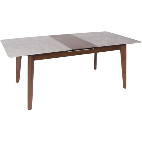 Table de salle à manger en bois et HDF 160-200 x 90 cm extensible aspect béton pieds marron 040008547 (1/5)