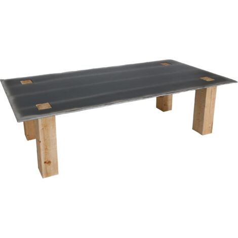 Table à manger design industriel bord de table ondulé en bois 240 x 100 cm naturel aspect métal 040008566 (1/5)