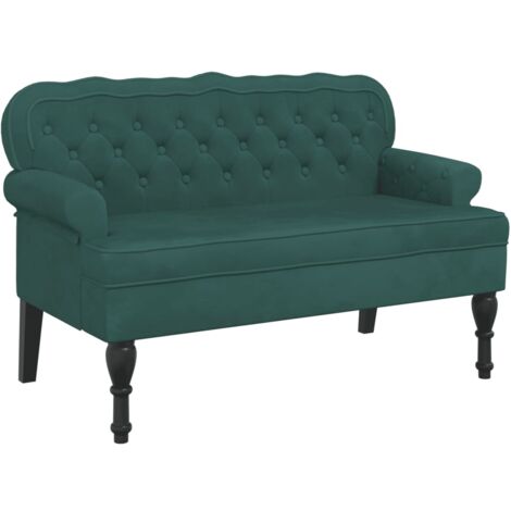 Banc canapé avec dossier capitonné accoudoirs 119,5 x 64,5 x 75 cm en velours vert foncé DEC024661 (1/5)
