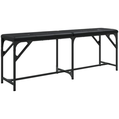 Banc de salle à manger cuisine 124 x 32 x 45 cm en acier et PVC noir DEC025025 (1/5)