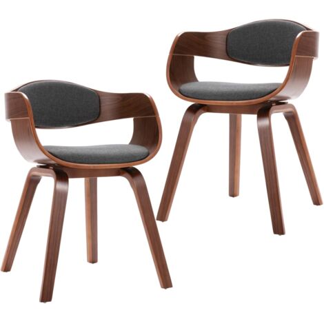 Set de 2 chaises de salle à manger bureau en bois courbé et tissu gris DEC025492 (1/5)