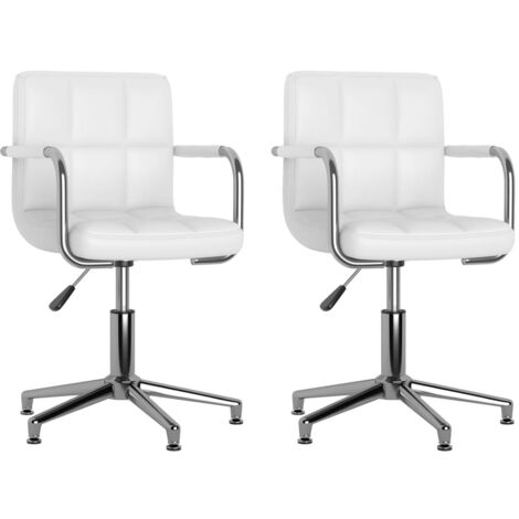 Lot de 2 chaises de salle à manger accoudoirs siège pivotant hauteur réglable en PVC blanc DEC025195 (1/5)