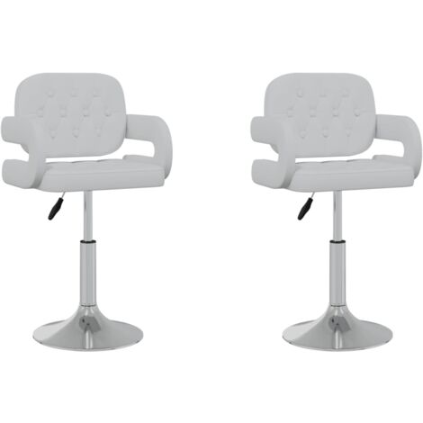 Lot de 2 tabourets de bar chaises de comptoir siège pivotant hauteur réglable en PVC blanc DEC025196 (1/5)