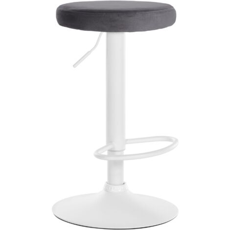 Tabouret de bar x1 design simple hauteur réglable revêtement en velours gris foncé pieds en métal blanc 100005356 (1/5)