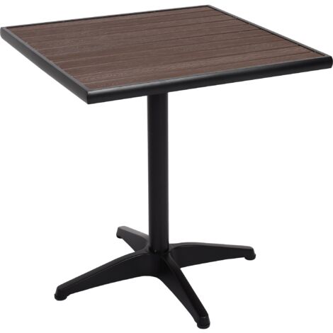 Table de jardin balcon bistro terrasse revêtement en aluminium aspect bois marron foncé 040008535 (1/5)
