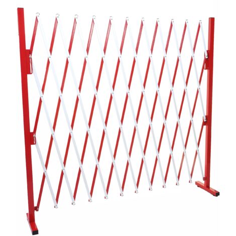 Grille de barrière grille de protection de clôture à ciseaux extensible aluminium rouge-blanc hauteur 153 cm 040001215 (1/5)