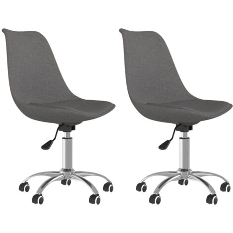 Lot de 2 chaises de bureau tabourets sur roulettes siège pivotant hauteur réglable en tissu gris DEC025247 (1/5)