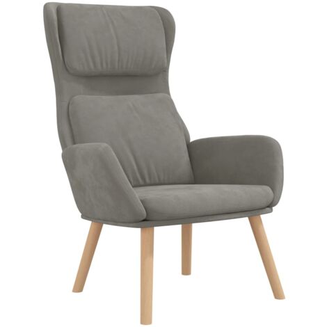 Fauteuil lounge chaise de canapé design moderne en velours gris clair DEC026675 (1/5)
