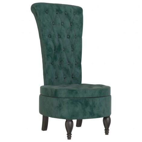 Chaise à dossier haut en velours vert foncé dossier capitonné DEC026251 (1/5)